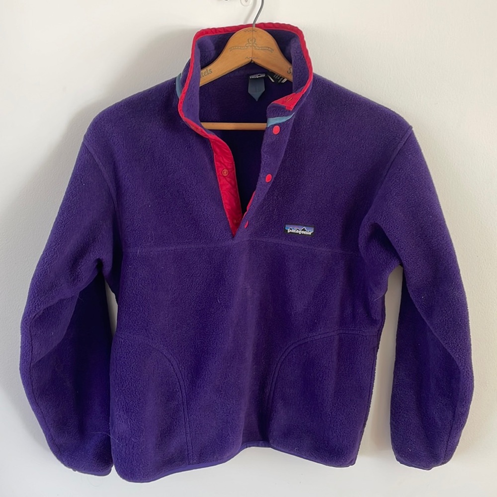 Kid’s Vintage Patagonia Re-Tool Fleece pullover jacket with snap neck size 14